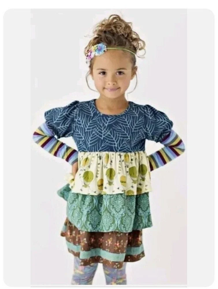 MATILDA JANE ~ Paint By Numbers Quiet Green Tiered Dress Hot Air Balloons Size 4